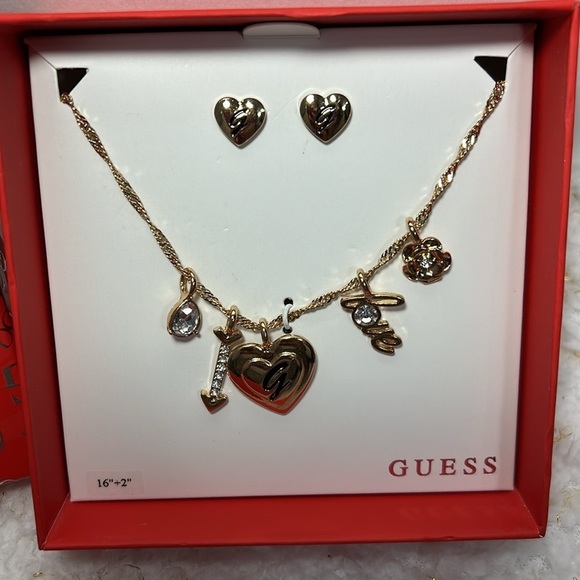 Guess Los Angeles Necklace set heart 16”+2” - Picture 5 of 7